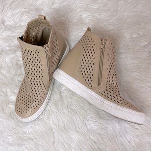 ShuShop Tan Wedge Sneakers